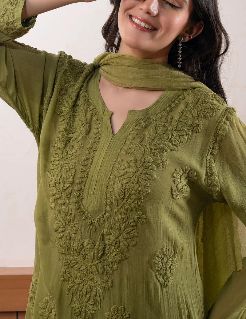 BE 394 Faux Georgette With Embroidery Work Traditional Suits