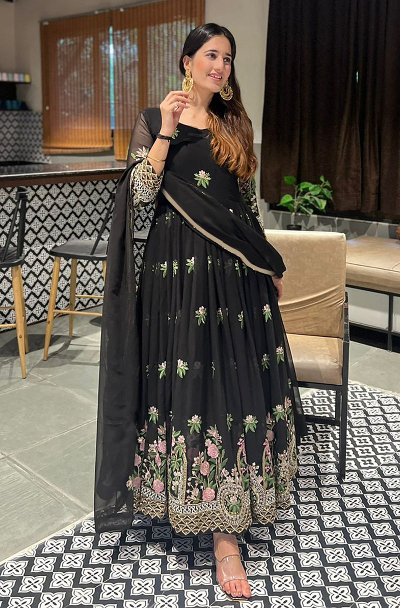 FD 002 Embroidered Georgette Stitched Anarkali Gown