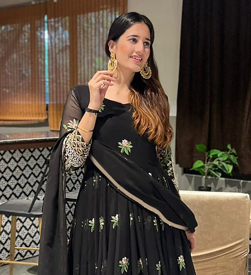 FD 002 Embroidered Georgette Stitched Anarkali Gown