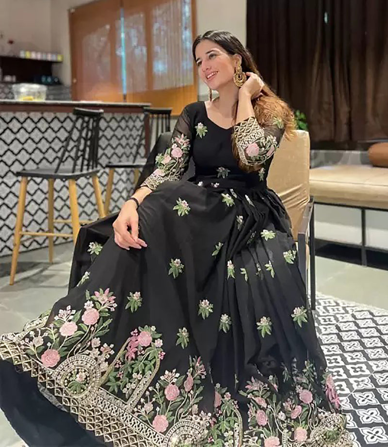 FD 002 Embroidered Georgette Stitched Anarkali Gown
