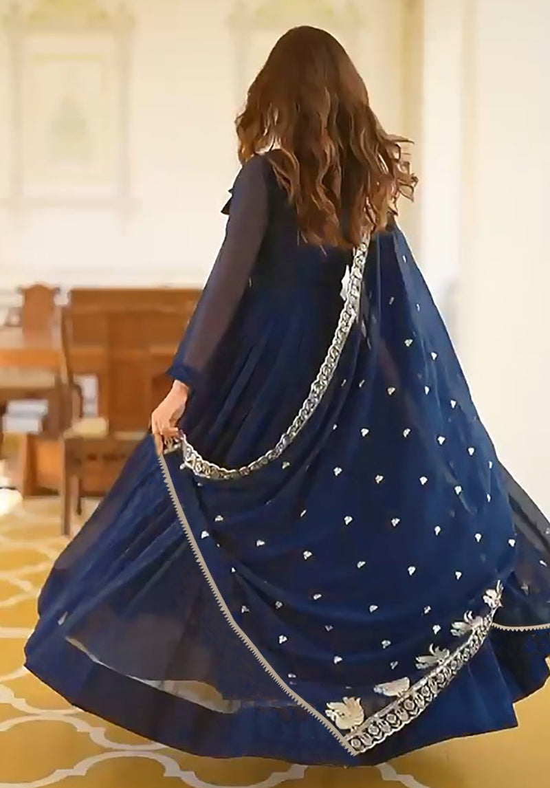 FD 001 Embroidered Georgette Stitched Anarkali Gown