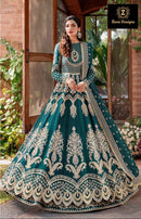 Ziaaz Designs 424 Georgette Very Heavy Embroidered Beautiful Peacock Shaded Suits