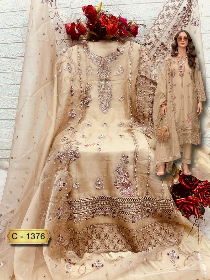Fepic Rosemeen C 1376 Organza Embroidered Worked Suits