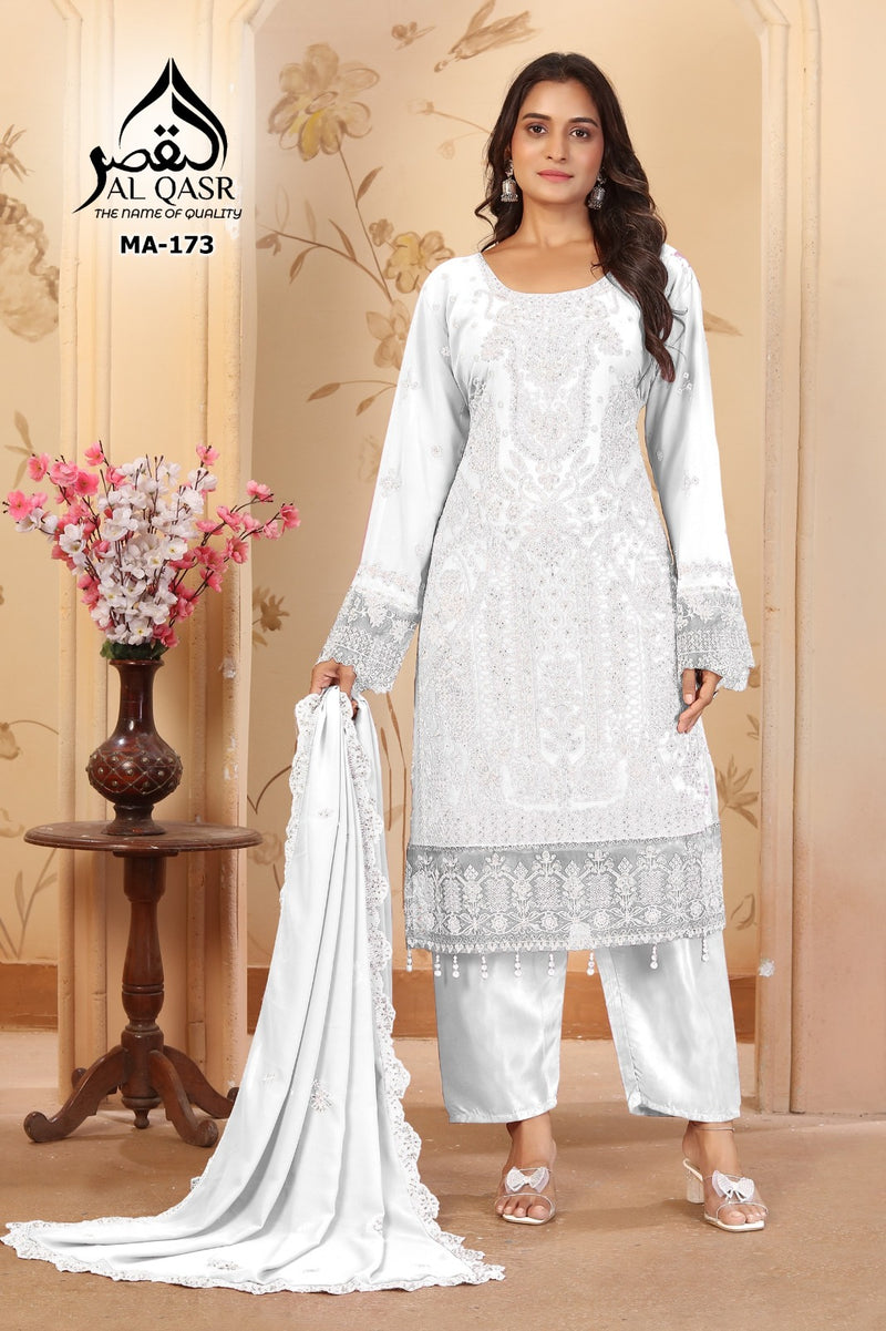 Al Qasr MA 173 C Fox Georgette With Heavy Embroidery Hand Work Suits