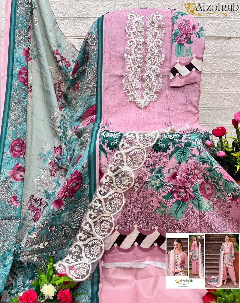 Al Zohaib Az 1121 Pure Cotton Print With Patch Work Pakistani Suits