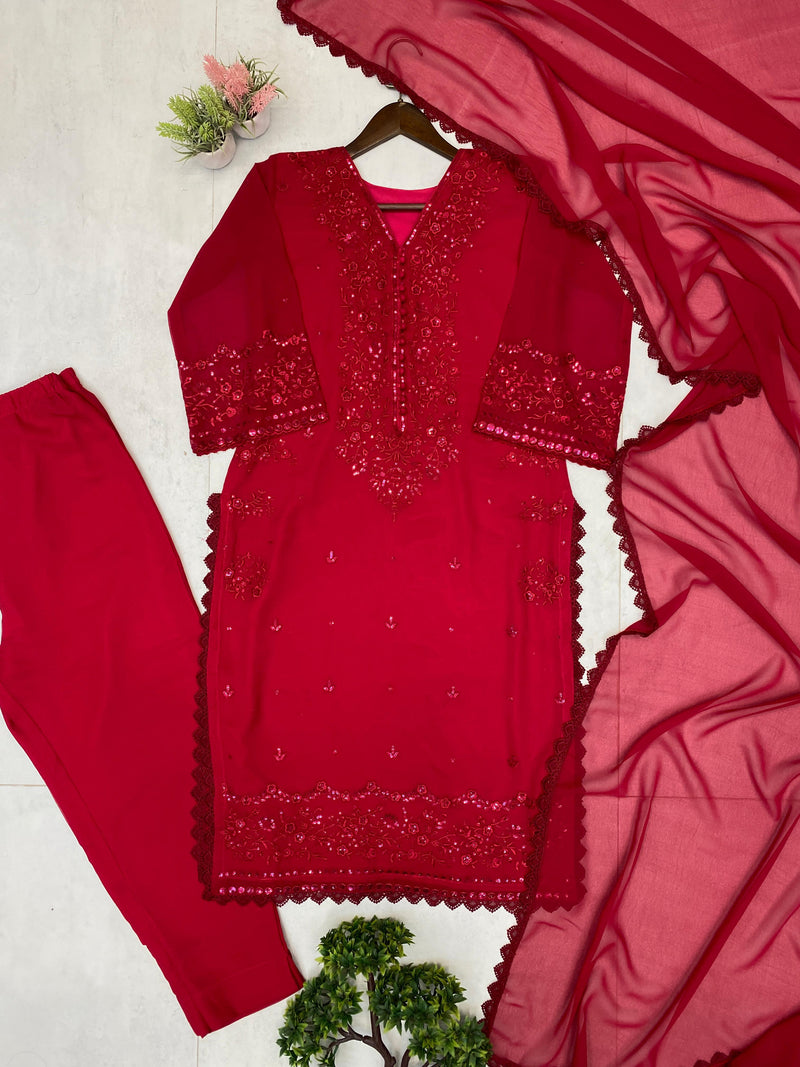LG 2002 Georgette Sequence Embroidery Work Traditional Suits