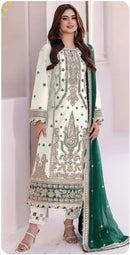 HYA 1037 D Georgette Fabric With Full Zarkhan Work Suits