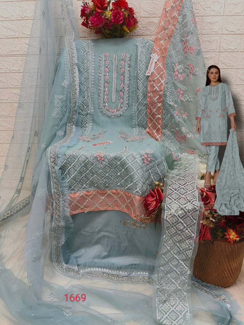 Fepic Rosemeen C 1669 Organza Embroidered Work Suits