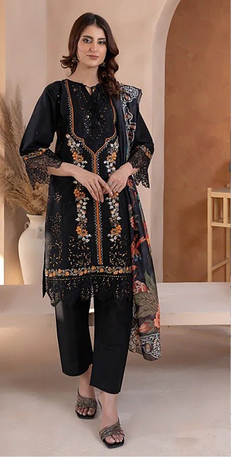 Al Laam 190 Pure Camric Cotton With Self Embroidery Work Suits