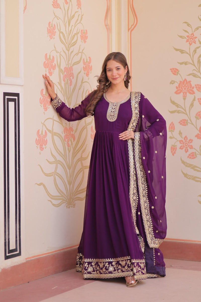 LW 9241 B Designer Blooming Georgette Luxury Clothing Gown