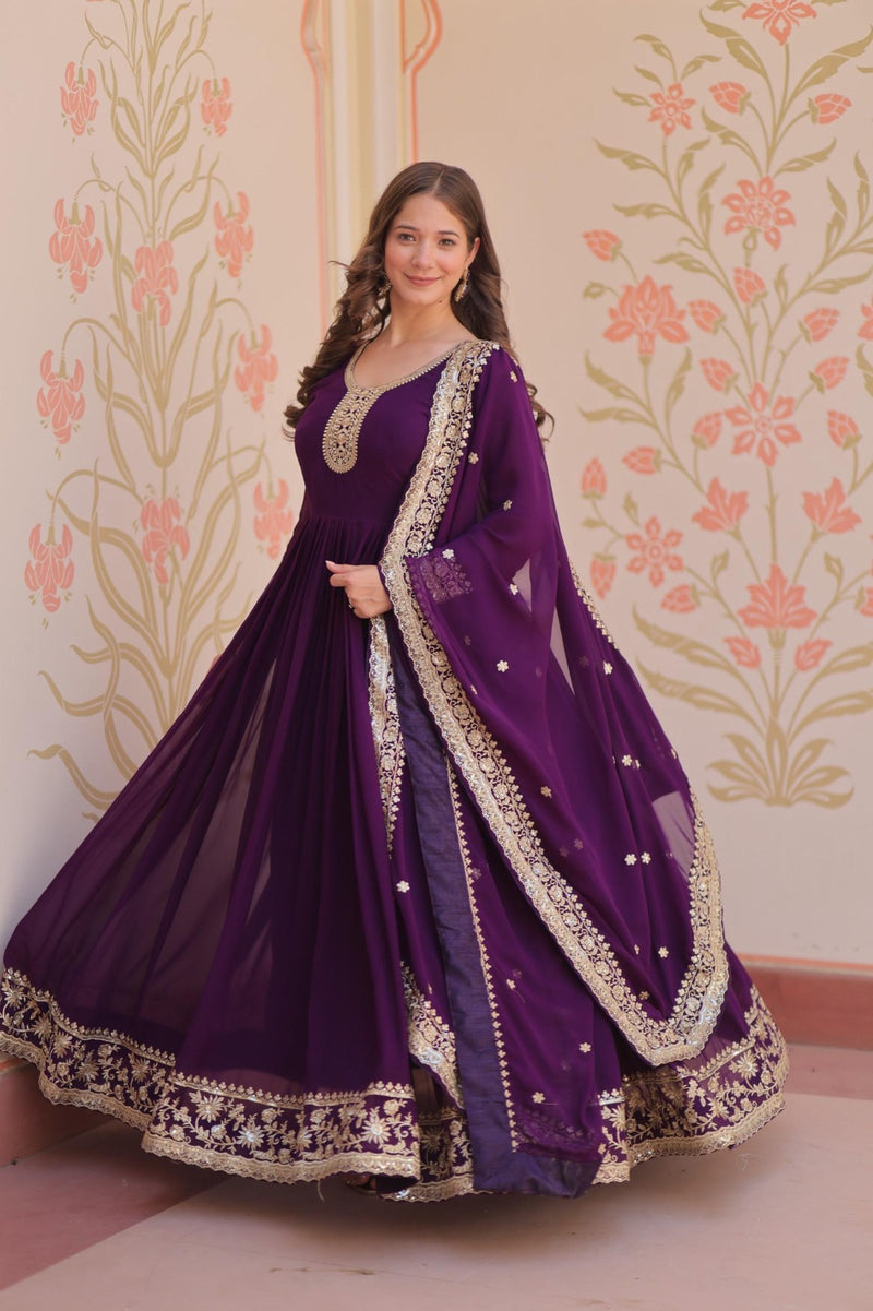 LW 9241 B Designer Blooming Georgette Luxury Clothing Gown