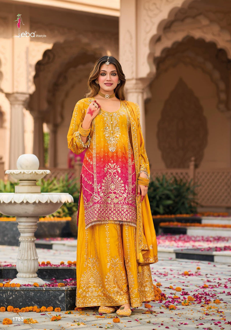 Eba Lifestyle 1783 Rangeen Heavy Chinnon With Embroidery Work Designer Suit
