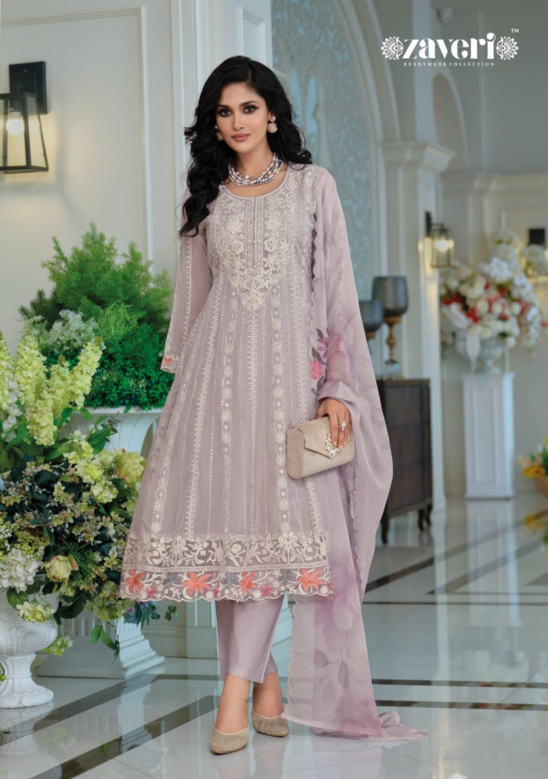 Zaveri 1889 Suhana Soft Organza Embroidery Work Suits