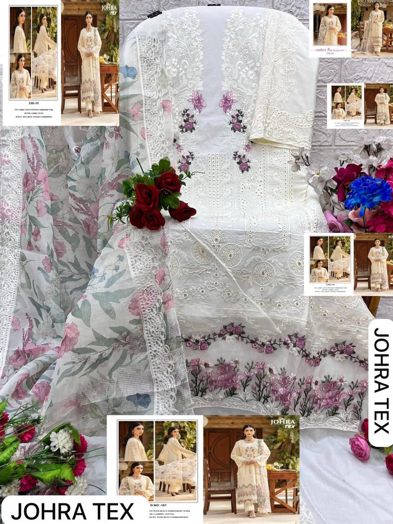 Johra Tex JT 181 Cambric Cotton Heavy Embroidery Work Suits