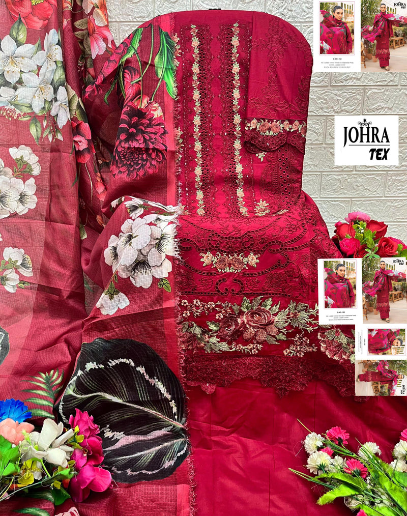 Johra Tex JT 182 Cambric Cotton With Heavy Embroidery Work Pakistani Suits