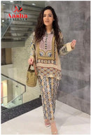 Aasha Designer 10039 Modal Satin Print Cord Set