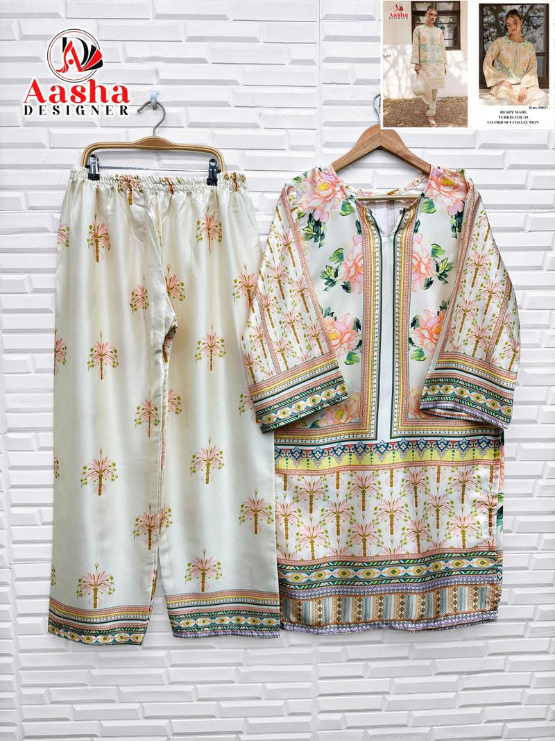 Aasha Designer 10037 Modal Satin Print Cord Set