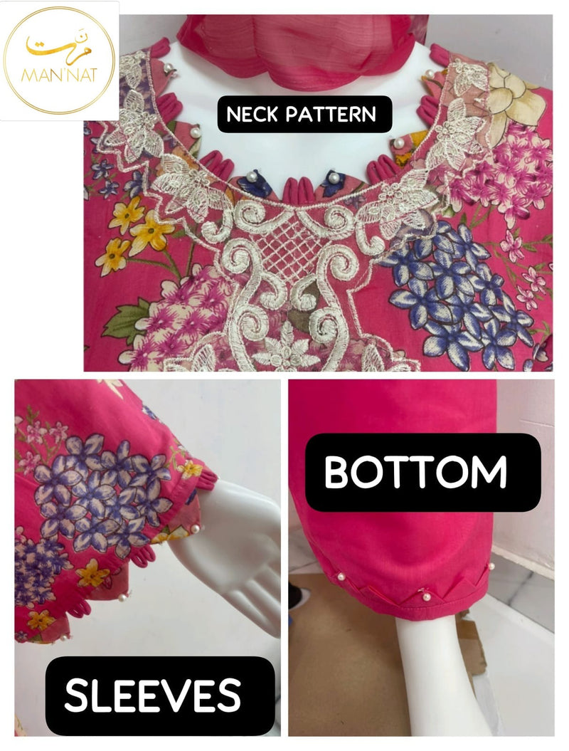 Mannat D 522 Lawn Cotton With Embroidery Patch Work Readymade Suits