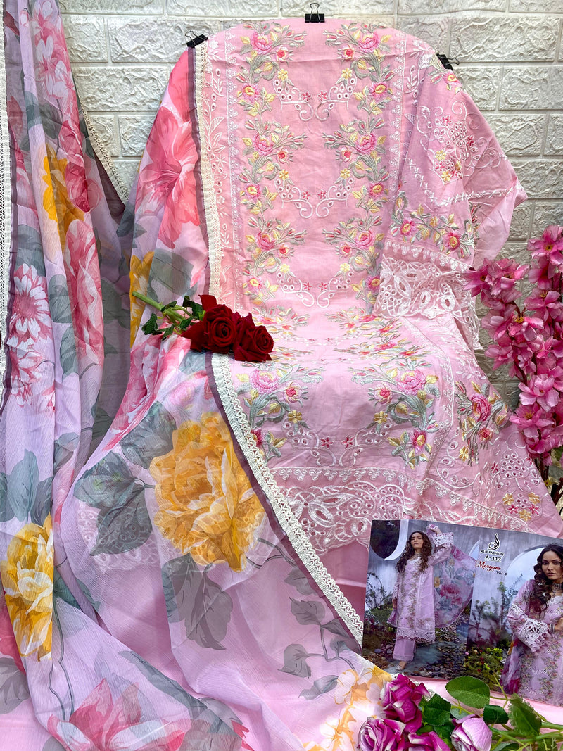 Alif A 117 Maryam Pure Cambric Cotton Pakistani Suits