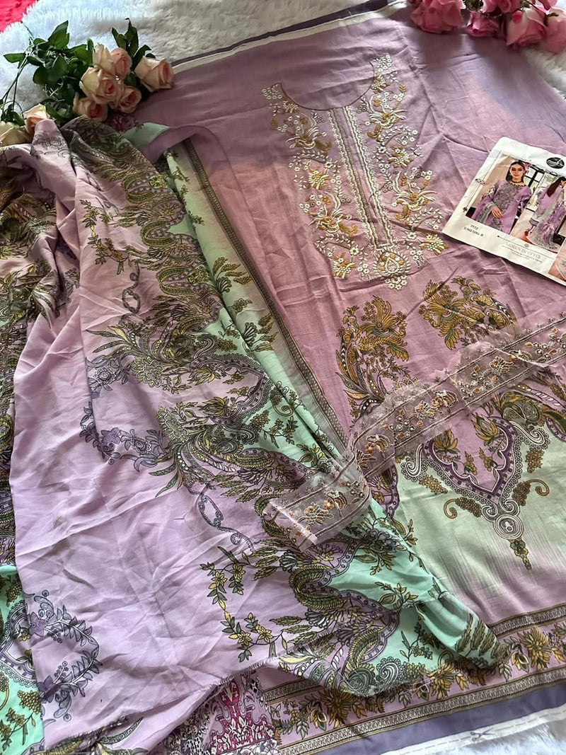 Mehhboob Tex 1394 B Pure Camric Cotton With Self Embroidery Work Pakistani Suits