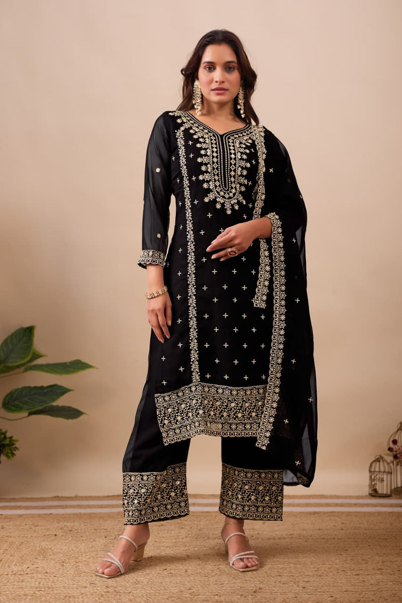 SC 7084 Designer Heavy Embroidery Sequence Work Suits