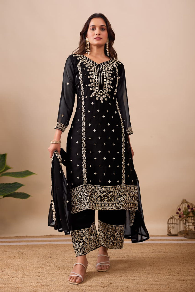 SC 7084 Designer Heavy Embroidery Sequence Work Suits