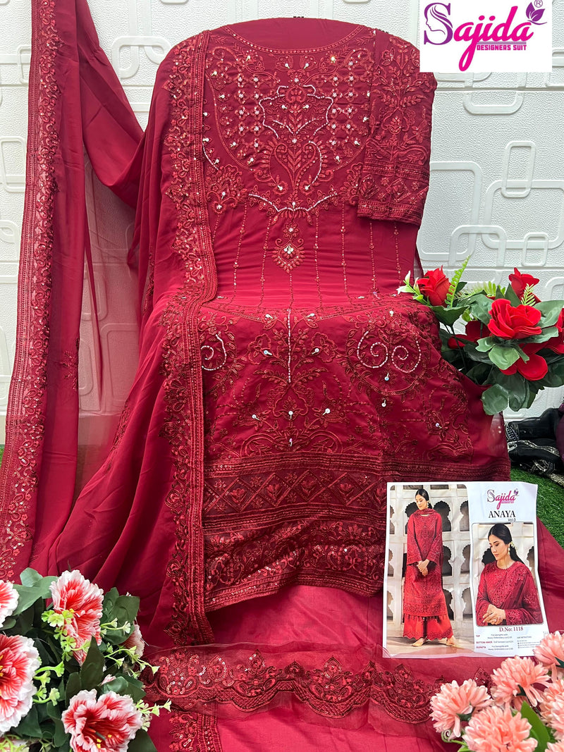 Sajida 1118 Anaya Georgette With Heavy Embroidered Work Pakistani Suits