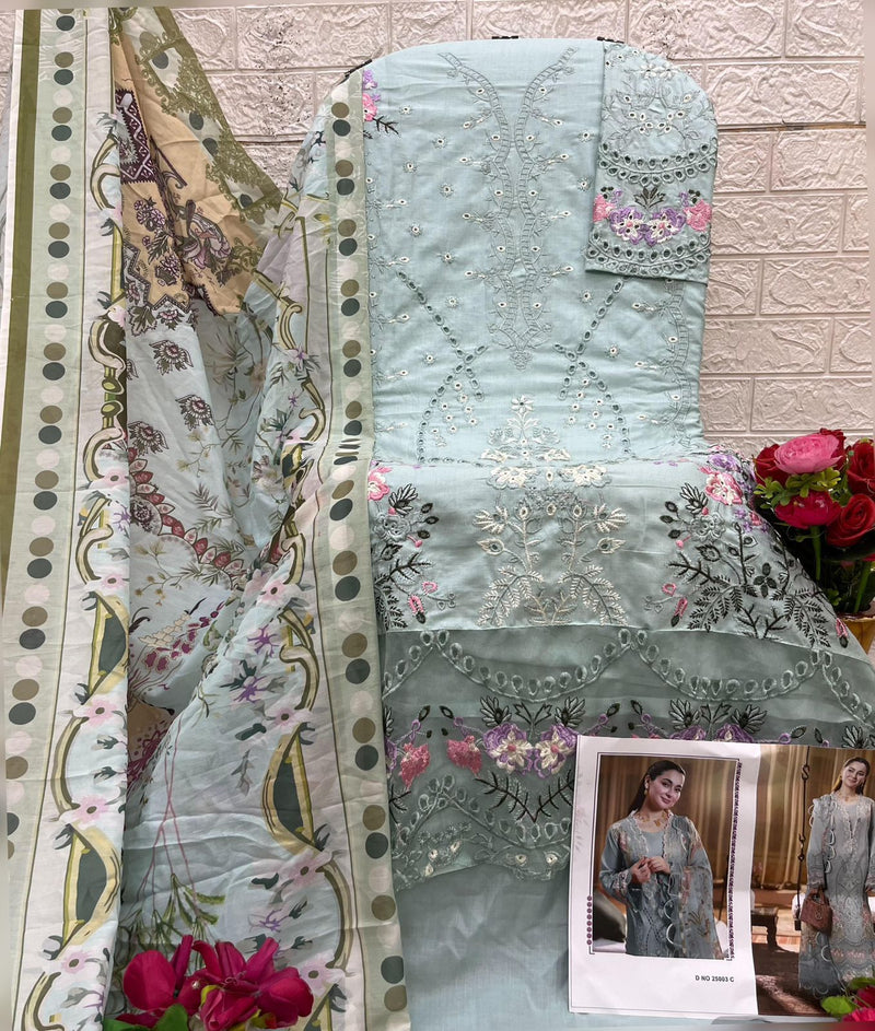 Saniya Trendz 25003 C Cotton With Chikankari Embroidered Work Suits