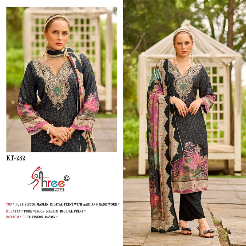 Shree Fab KT 282 Pure Viscous Maslin Digital Print And Hand Work Suits