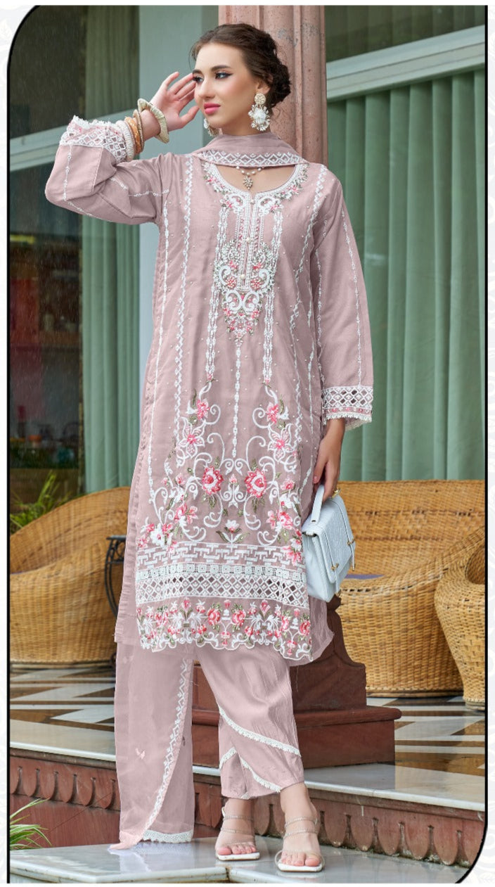 Fepic Rosemeen C 1984 Organza Embroidered Worked Suits