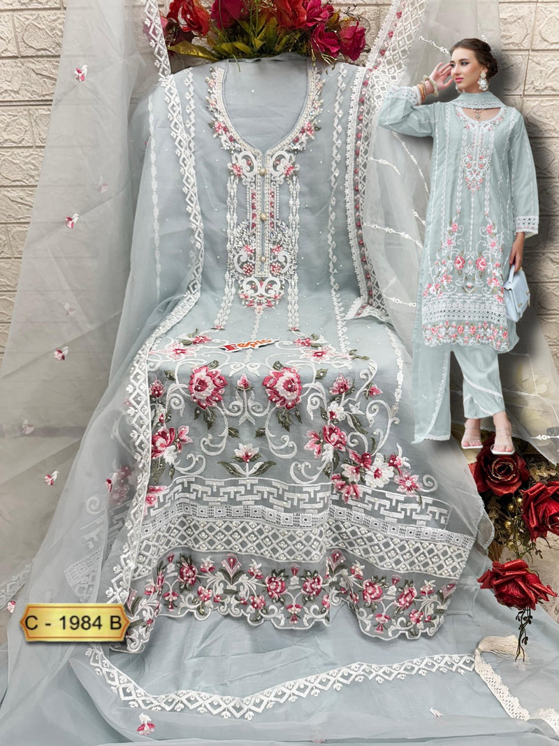 Fepic Rosemeen C 1984 B Organza Embroidered Worked Suits