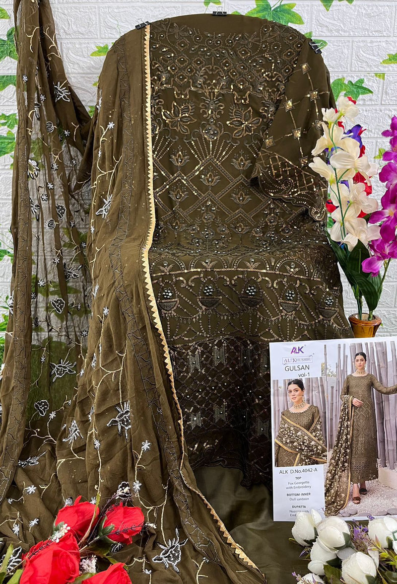 Al Khushbu 4042 A Gulsan Georgette With Heavy Embroidered Work Suits