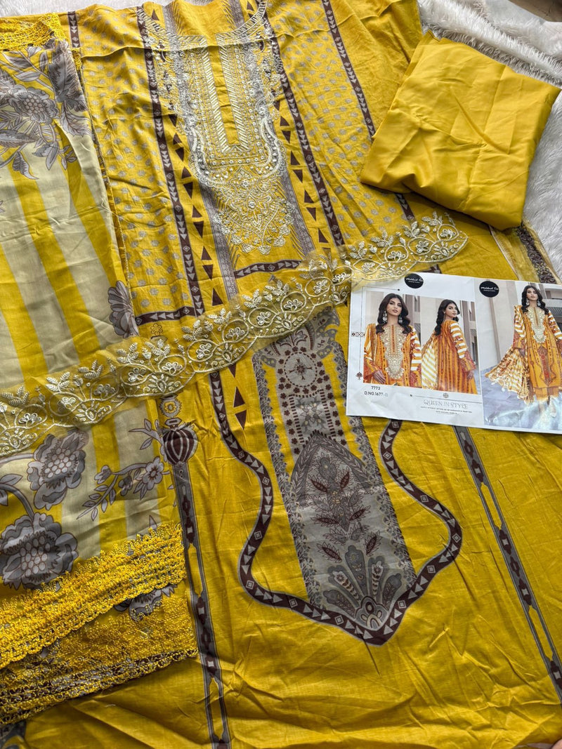 Mehboob Tex 1677 B Pure Cotton Print With Self Embroidery Work Pakistani Suits