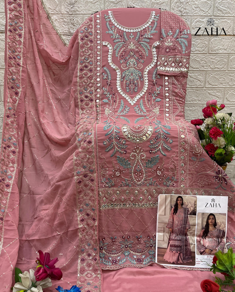 Zaha 015 Georgette With Heavy Embroidered Worked Suits