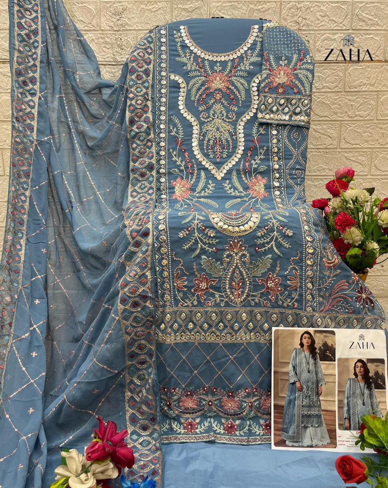 Zaha 014 Georgette With Heavy Embroidered Worked Suits