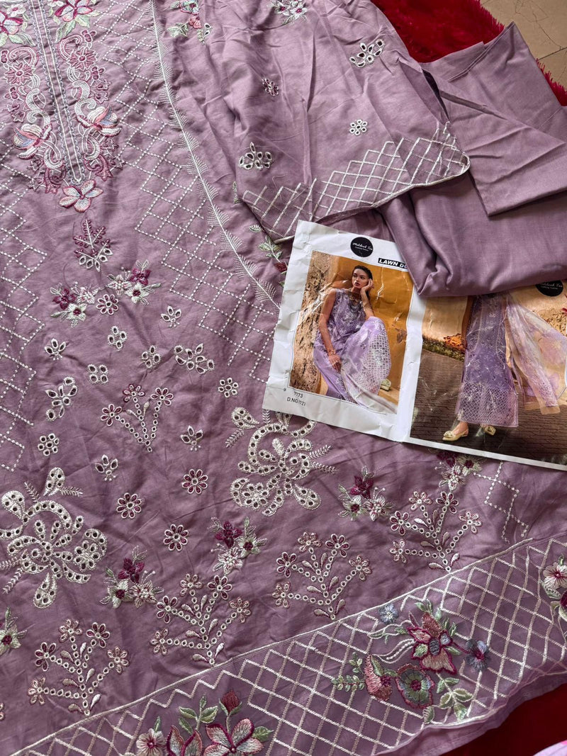 Mehboob Tex 1721 Pure Cotton With Heavy Self Embroidery Work Suits