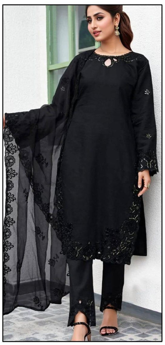 Hoor Tex HF 163 C Cristal Viscous Embroidery Work Pakistani Suits