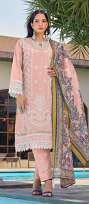 Fepic Rosemeen 2019 B Soft Pastel Pink With White Embroidery Work Pakistani Suits
