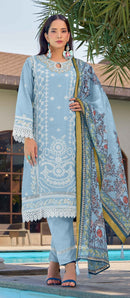 Fepic Rosemeen 2019 C Pastel Sky Blue With White Embroidery Work Pakistani Suits