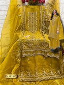 Fepic Rosemeen C 1918 C Golden Yellow Organza Embroidered Work Suits