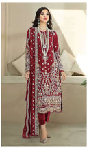 Al Zohaib 1196 A Organza Red Color Emboridery Work Pakistani Suits