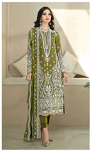 Al Zohaib 1196 B Organza Dusty Green Emboridery Work Pakistani Suits