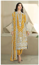 Al Zohaib 1196 C Organza Mustard Yellow Emboridery Work Pakistani Suits