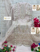 Al Zohaib 1196 E Organza Pale Pink Emboridery Work Pakistani Suits
