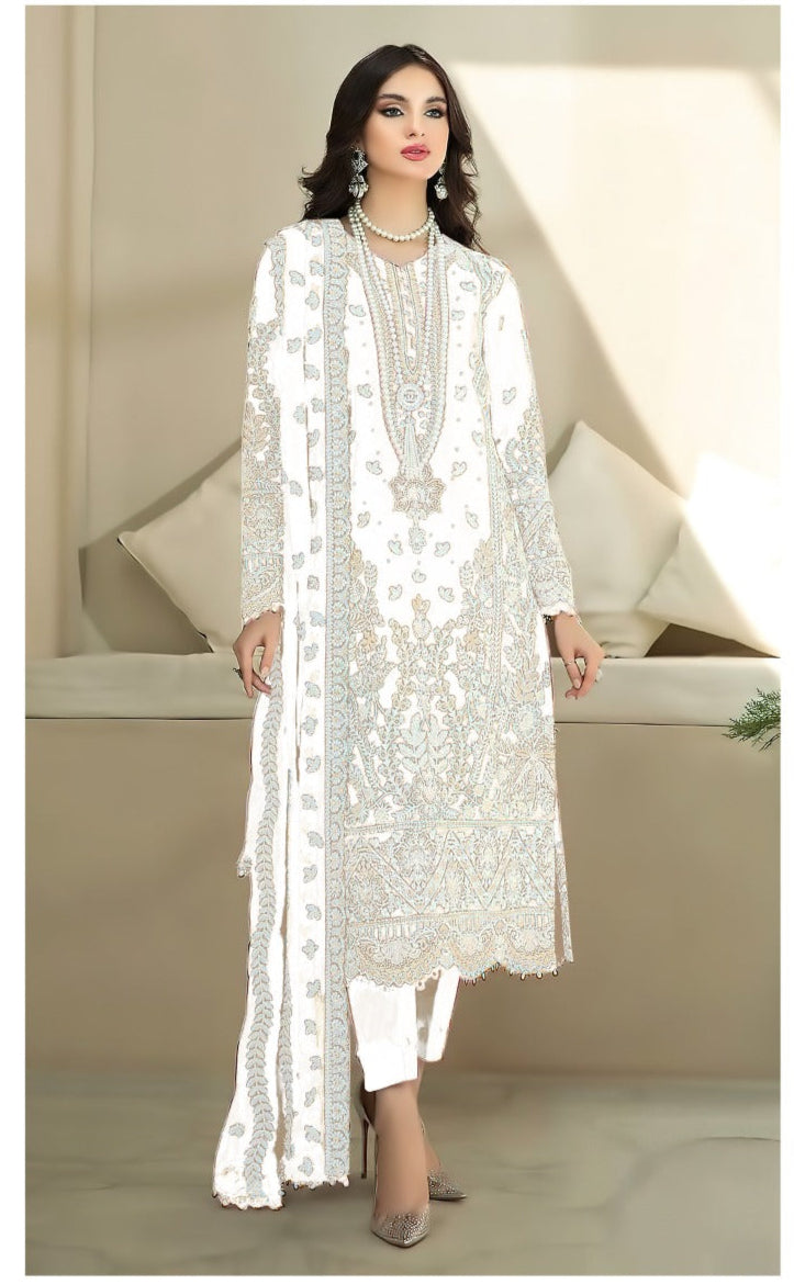 Al Zohaib 1196 F Organza Lavender Emboridery Work Pakistani Suits