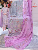Deepsy Suits 1040 Pastel Grace Lilac N Gray Heavy Embroidered Designer Net Suit