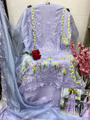 Alif Fashion A 196 Pastel Purple With Multi Color Floral Embroidery Work Pakistani Suits