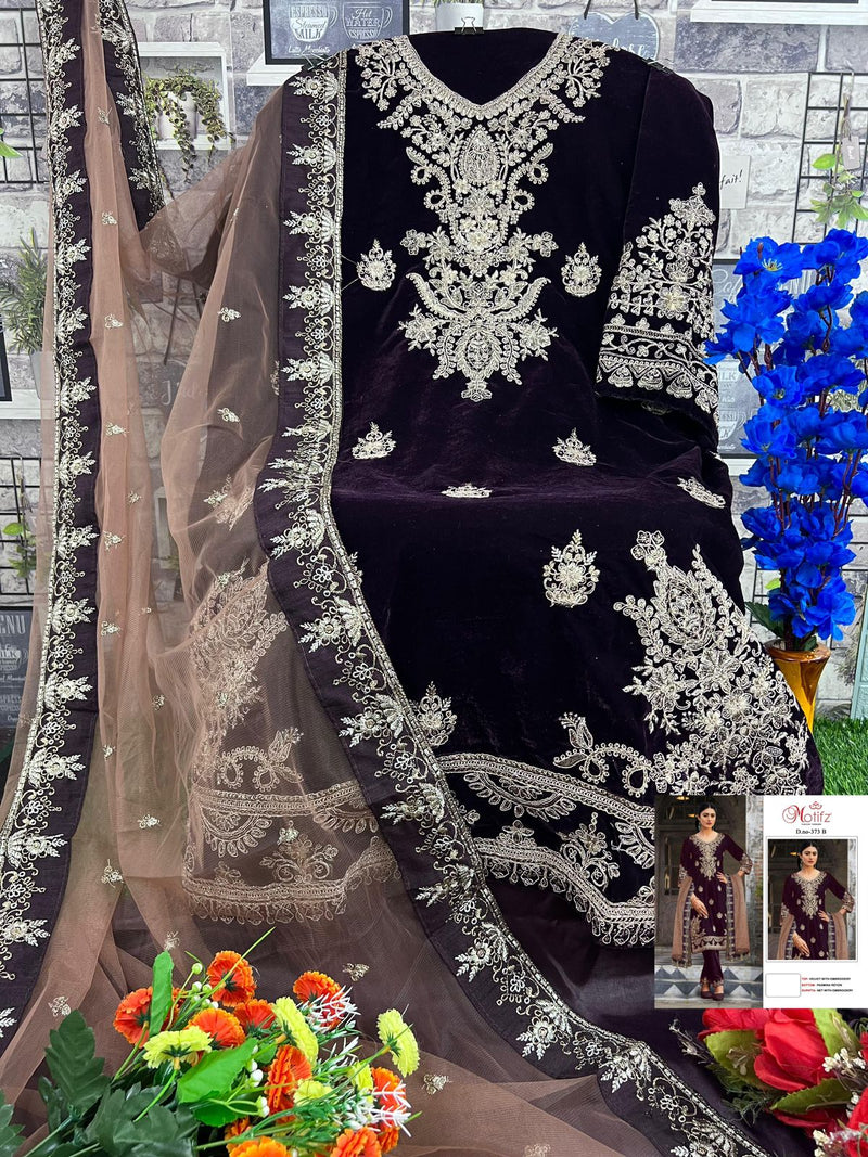 Motifz 373 B Designer Winter Wear Maroon Formal Pakistani Suits