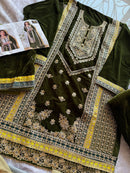 Ziaaz Designs Code 668 D Royal Green Velvet Pakistani Party Wear Suit
