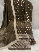 Hoor Tex H 402 Dark Brown Georgette Unstitched Pakistani Suit